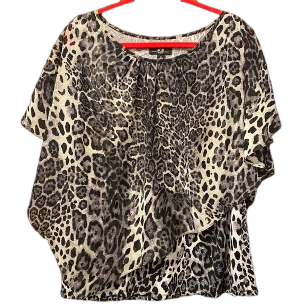 AGB Leopard Print Layered Blouse